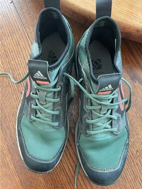 Five Tens adidas Women’s Green Sneakers with Orange Accents-Size 7.5